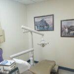 Treatment room having dental chair and equipment